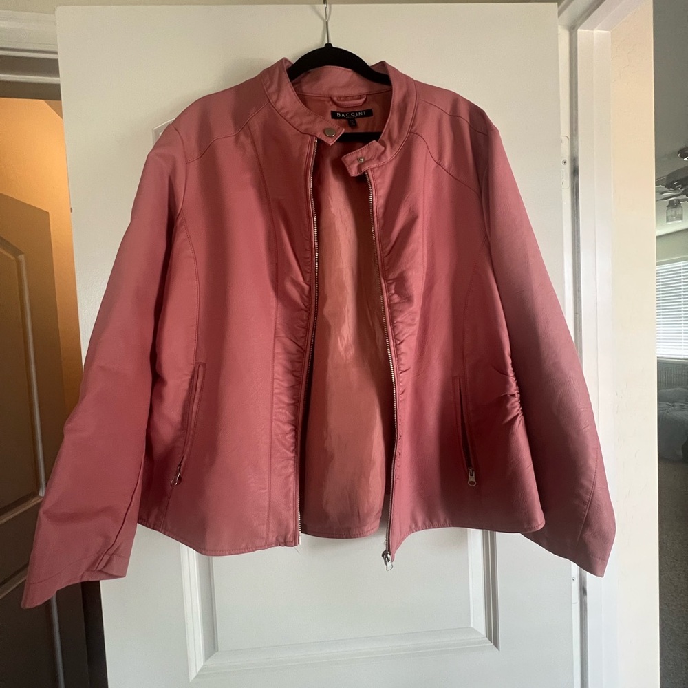 Baccini Women's Pink Leather Jacket